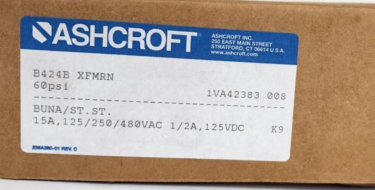 Used NIB ASHCROFT B424BXFMRN PRESSURE SWITCH RANGE: 60PSI