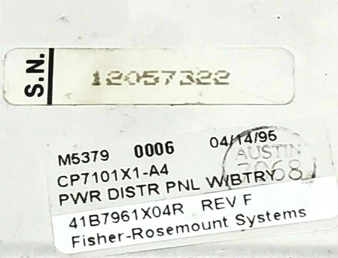 Used FISHER ROSEMOUNT 41B7961X04R UNIT FROM CP7101X1-A4 POWER DISTRIBUTION PANEL