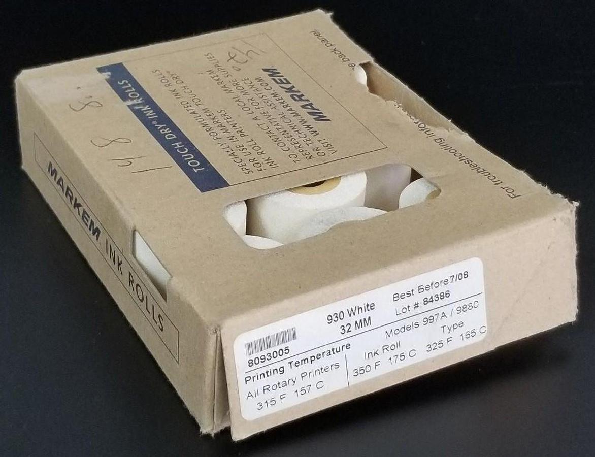Used BOX OF 11 NEW MARKEM 930 WHITE 32MM INK ROLLS MODELS: 997A/9880