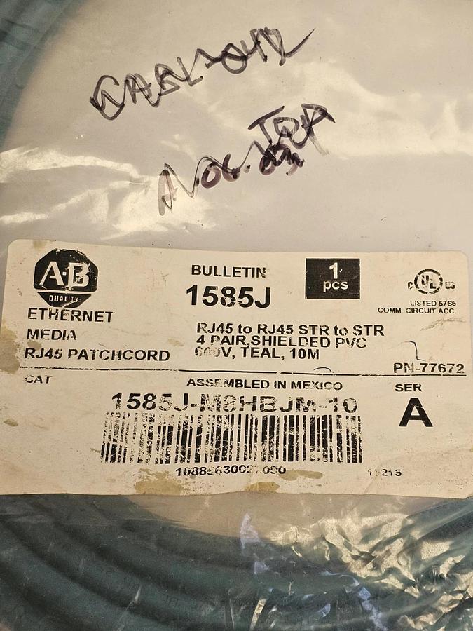 Used NEW ALLEN BRADLEY 1585J-M8HBJM-10 ETHERNET MEDIA RJ45 PATCHCORD SER. A