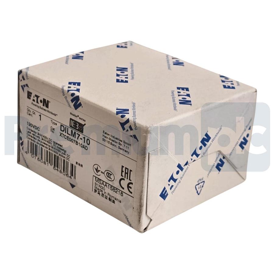 EATON XTCE007B10AD - DILM7-10 XT IEC CONTACTOR 7A, 120V DC COIL, 3P DILM710 NSMP