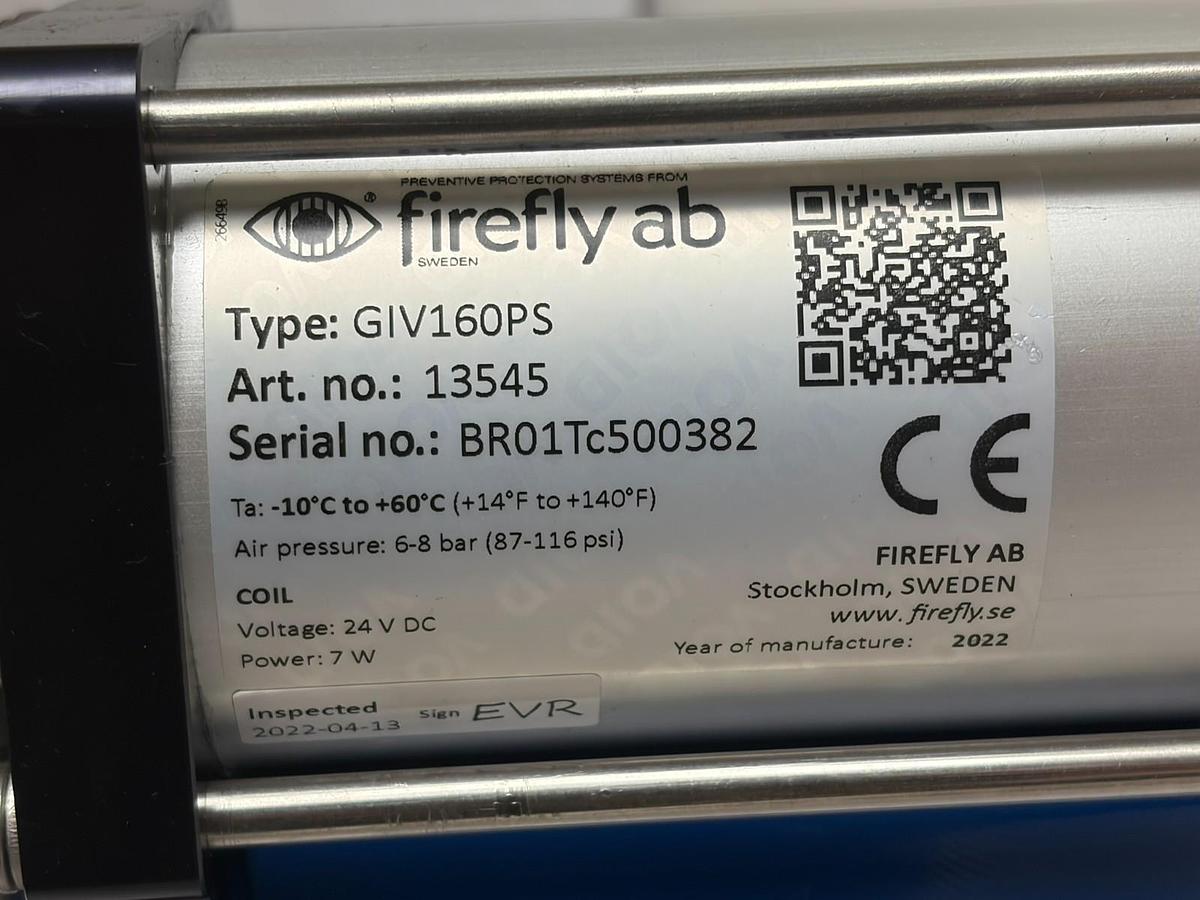 Used Firefly AB GIV160PS Isolation Valve 13545 Pneumatic Slide Gate New Surplus