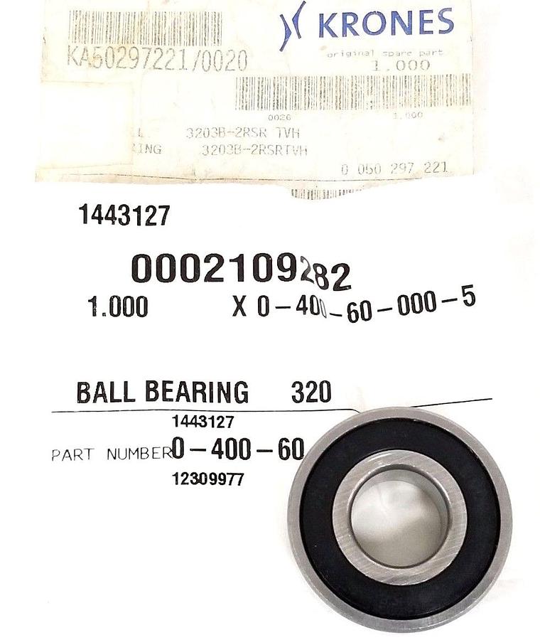 Used NEW KRONES 0-400-60-000-5 BALL BEARING 0002109282, 0400600005
