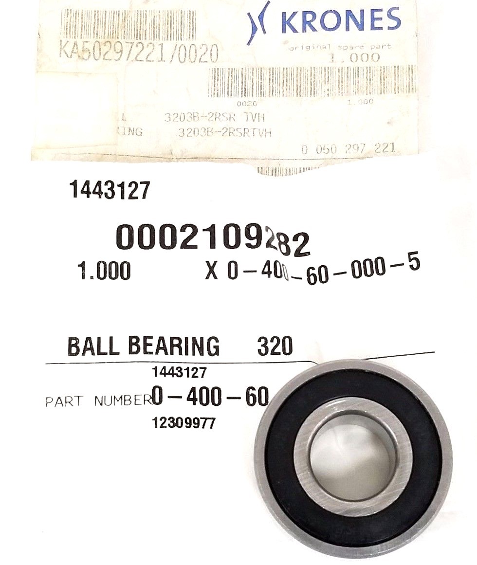 Used NEW KRONES 0-400-60-000-5 BALL BEARING 0002109282, 0400600005