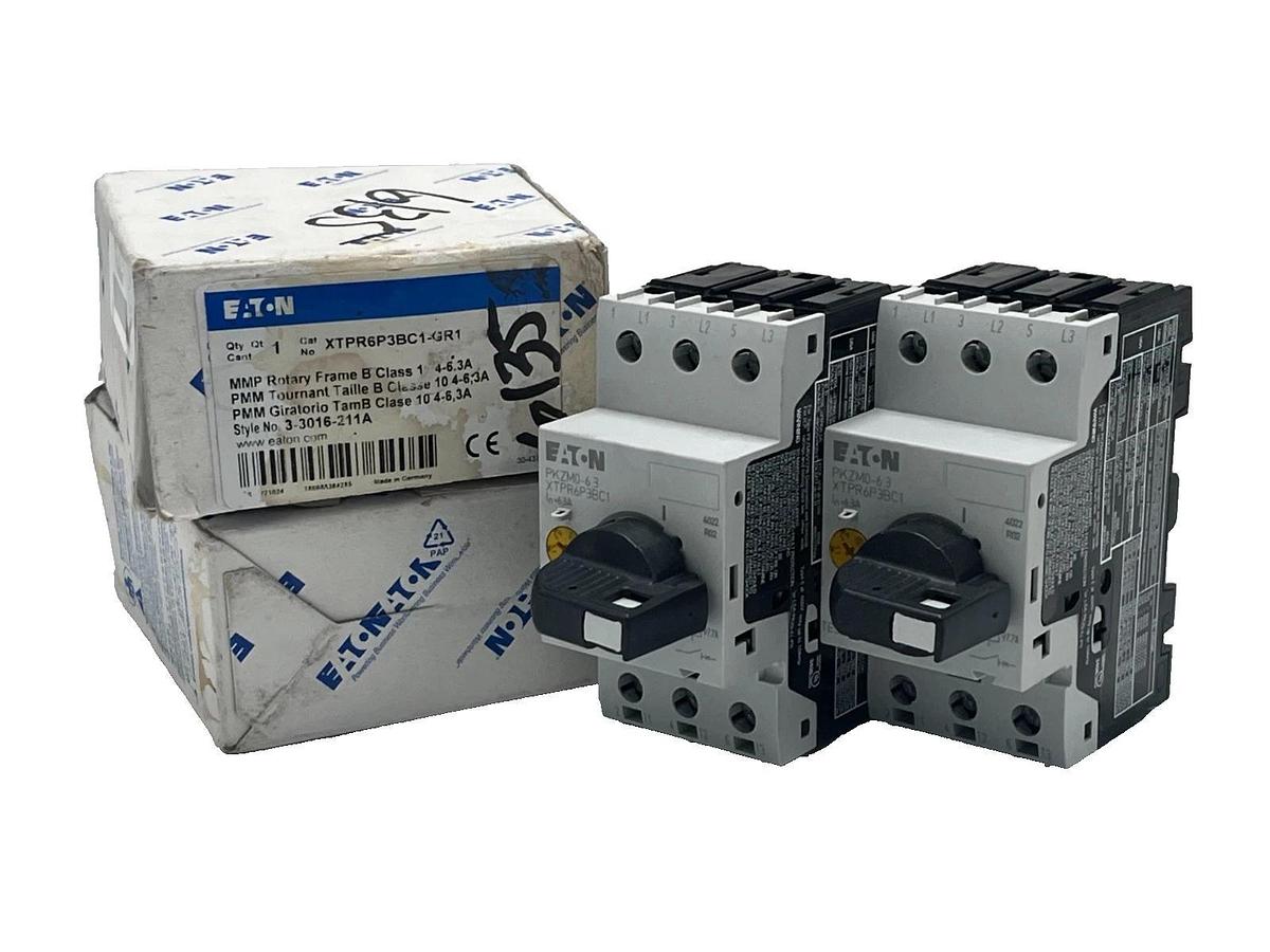 LOT OF 2 EATON XTPR6P3BC1-GR1 Manual Motor Protector, Starter / Overload Relay