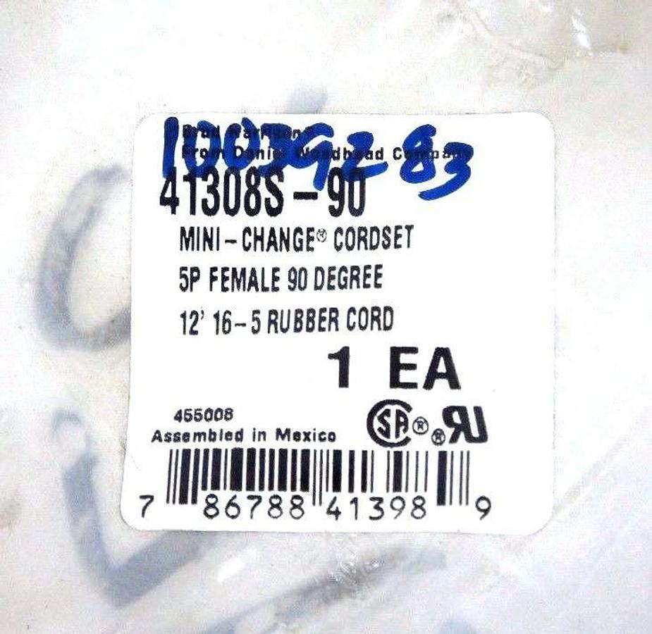 Used NIB BRAD HARRISON 41308S-90 MINI CHANGE CORDSET 5P FEMALE 90 DEG 12" 16-5 RUBBER