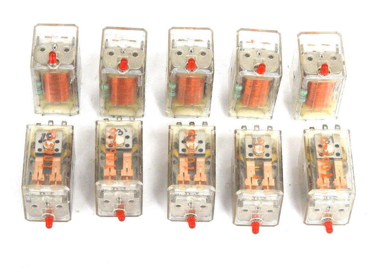 Used LOT OF 10 POTTER & BRUMFIELD R10L-E1P2-V185 RELAYS 12VDC 120VAC