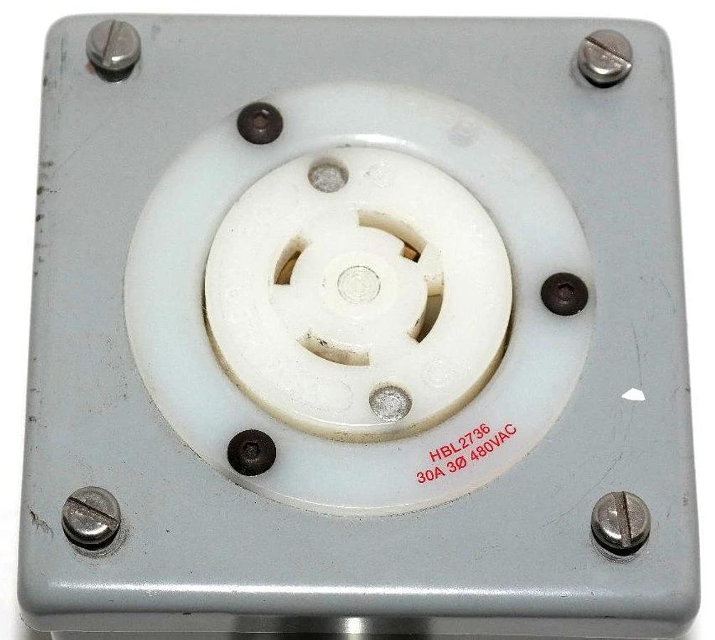 Used HOFFMAN E-1PBX ENCLOSURE WITH HUBBELL HBL2736 TWISTLOCK RECEPTACLE