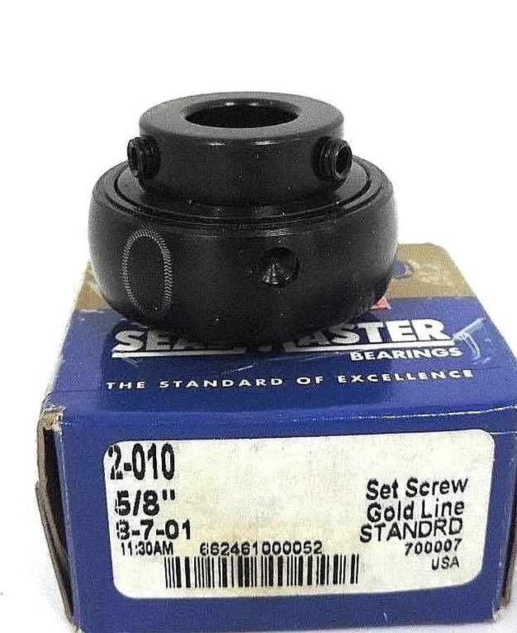 Used NIB SEALMASTER 2-010 BEARING INSERT 5/8IN BORE SETSCREW LOCK 2010