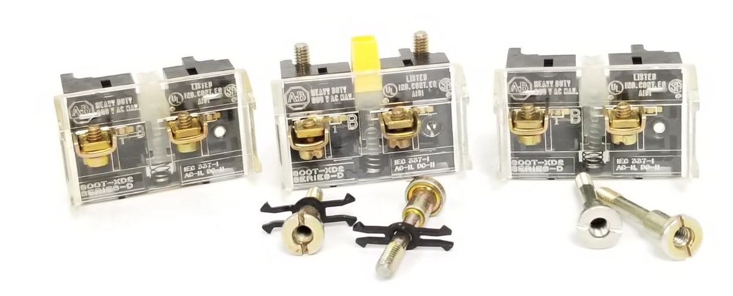 Used LOT OF 3 ALLEN BRADLEY 800T-XD2 CONTACT BLOCKS 800TXD2, SER. D