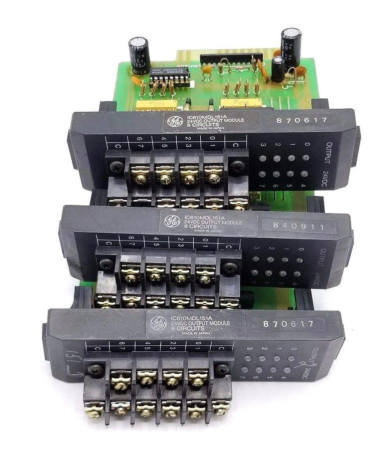 Used LOT OF 3 GE FANUC IC610MDL151A OUTPUT MODULES 24VDC, 8 CIRCUITS