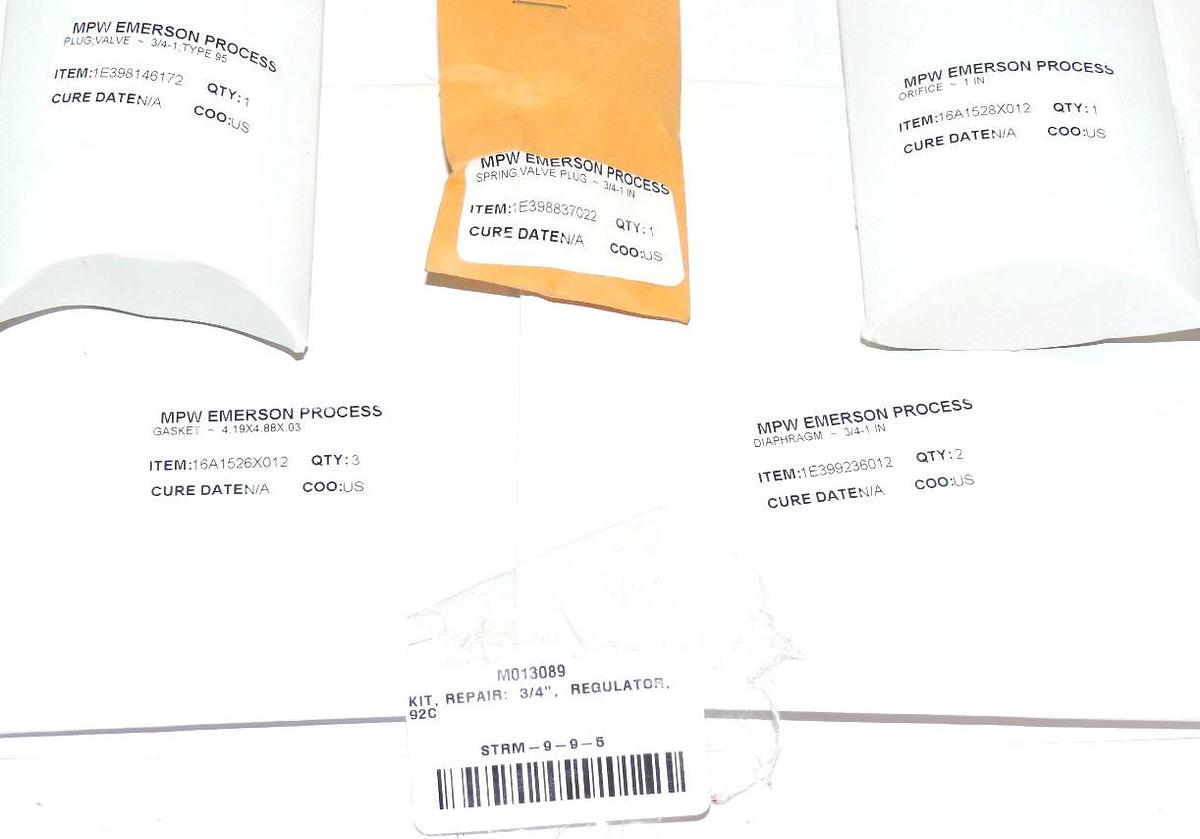 Used NEW MPW EMERSON PROCESS M013089, 3/4" 92C REGULATOR REPAIR KIT, STRM-9-9-5