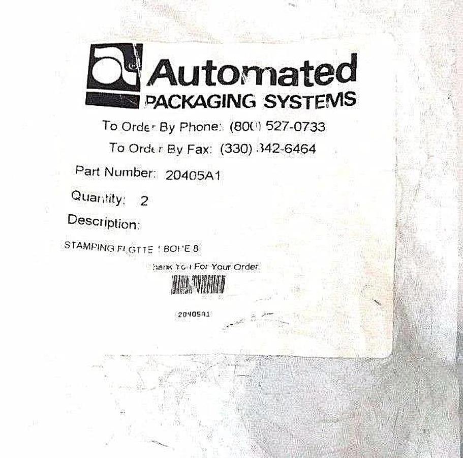 Used NEW AUTOMATED PACKAGING SYSTEMS 20405A1 STAMPING FLGTTE 1 BORE 8 (QTY:2)