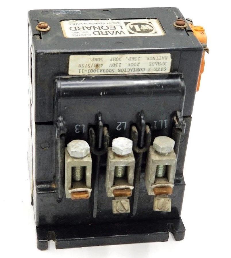 Used WARD LEONARD 5003A3001-11 SIZE 3 CONTACTOR 5003A300111, 3-PHASE