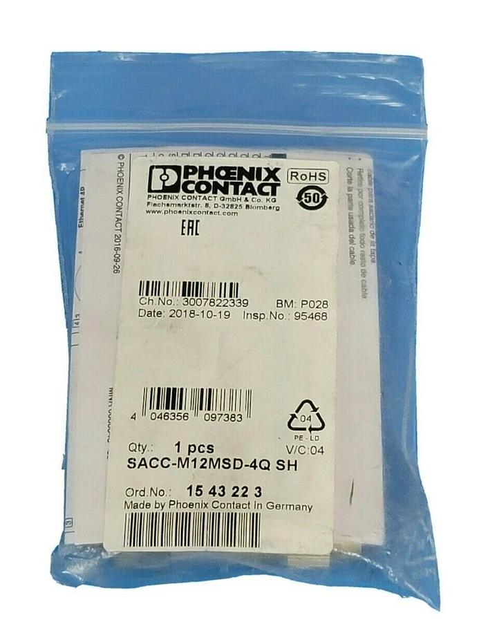 Used LOT OF 3 NEW PHOENIX CONTACT SACC-M12MSD-4Q SH BUS SYSTEM CONNECTORS 1543223