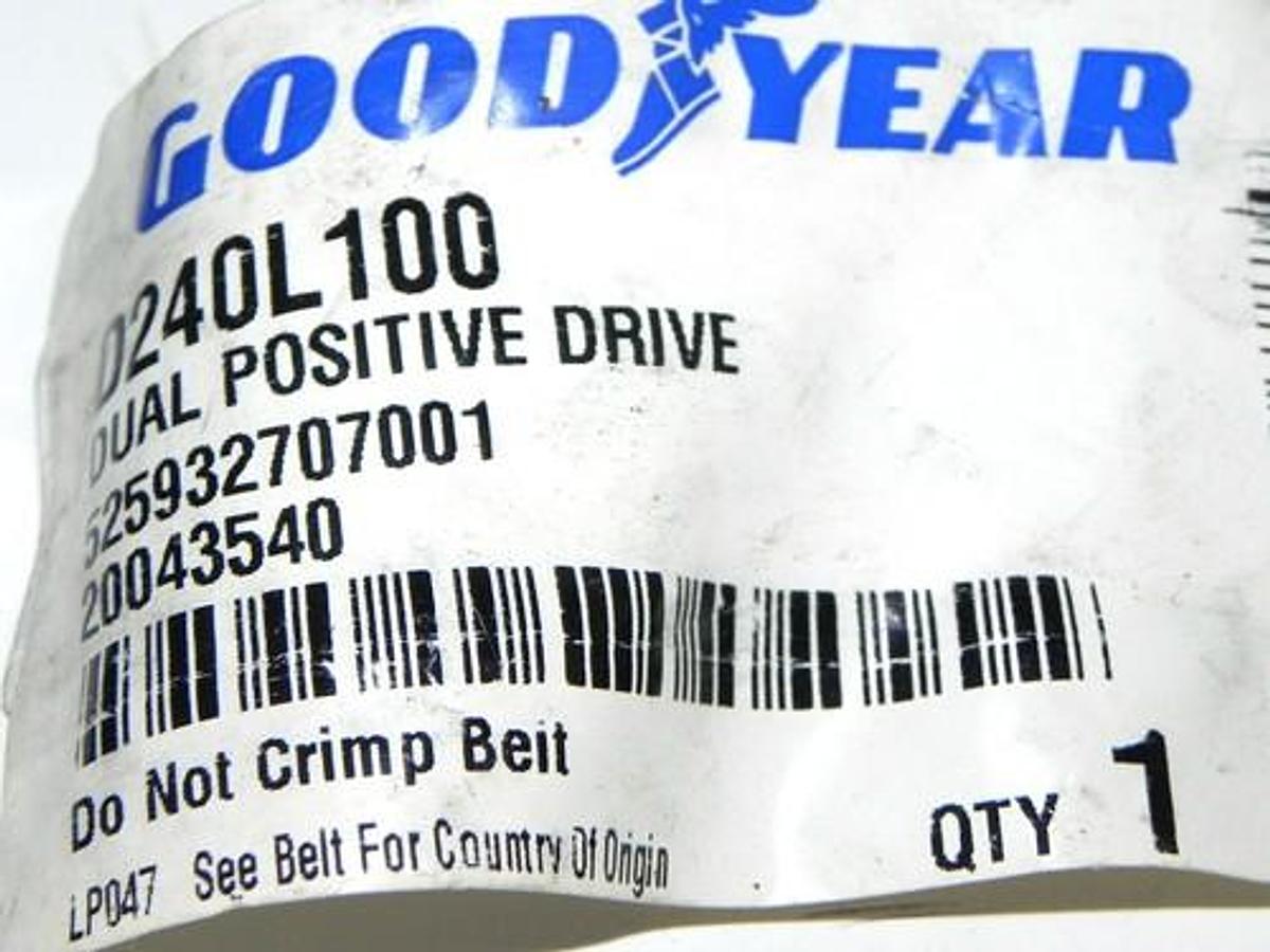 Used GOODYEAR D240L100 TIMING BELT POSITIVE DRIVE NEW