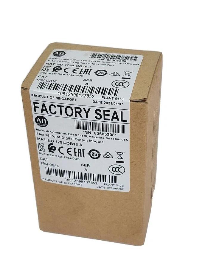 Used FACTORY SEALED ALLEN BRADLEY 1794-OB16 FLEX 16 POINT DIGITAL OUTPUT MODULE SER A