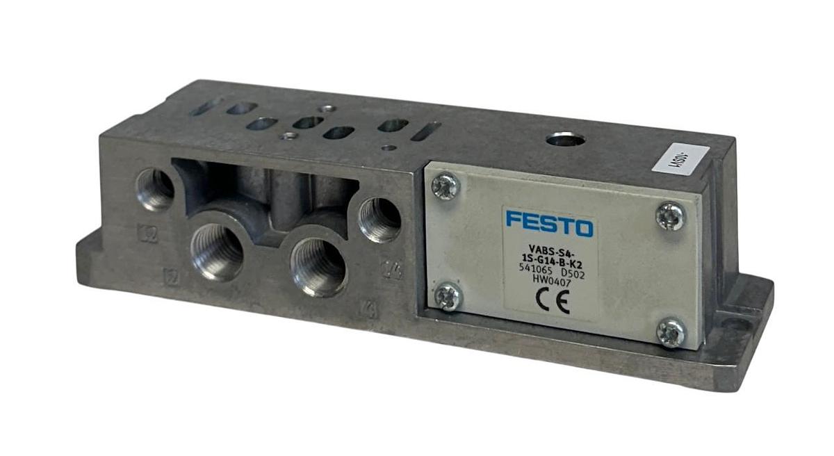 Used FESTO VABS-S4-1S-G14-B-K2 / 541065 VABS SERIES SUB-BASE MANIFOLD USNP