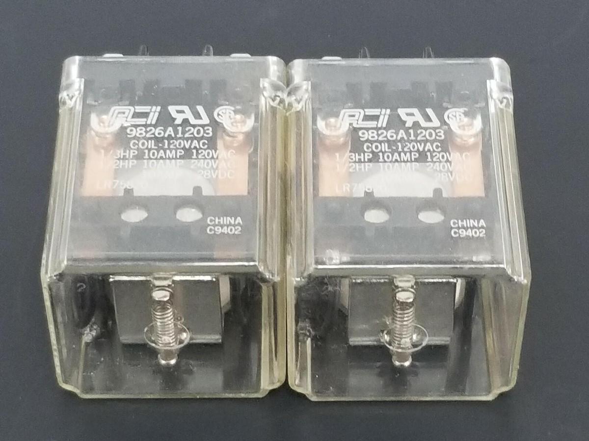 Used LOT OF 2 ACI 9826A1203 RELAYS COIL: 120VAC