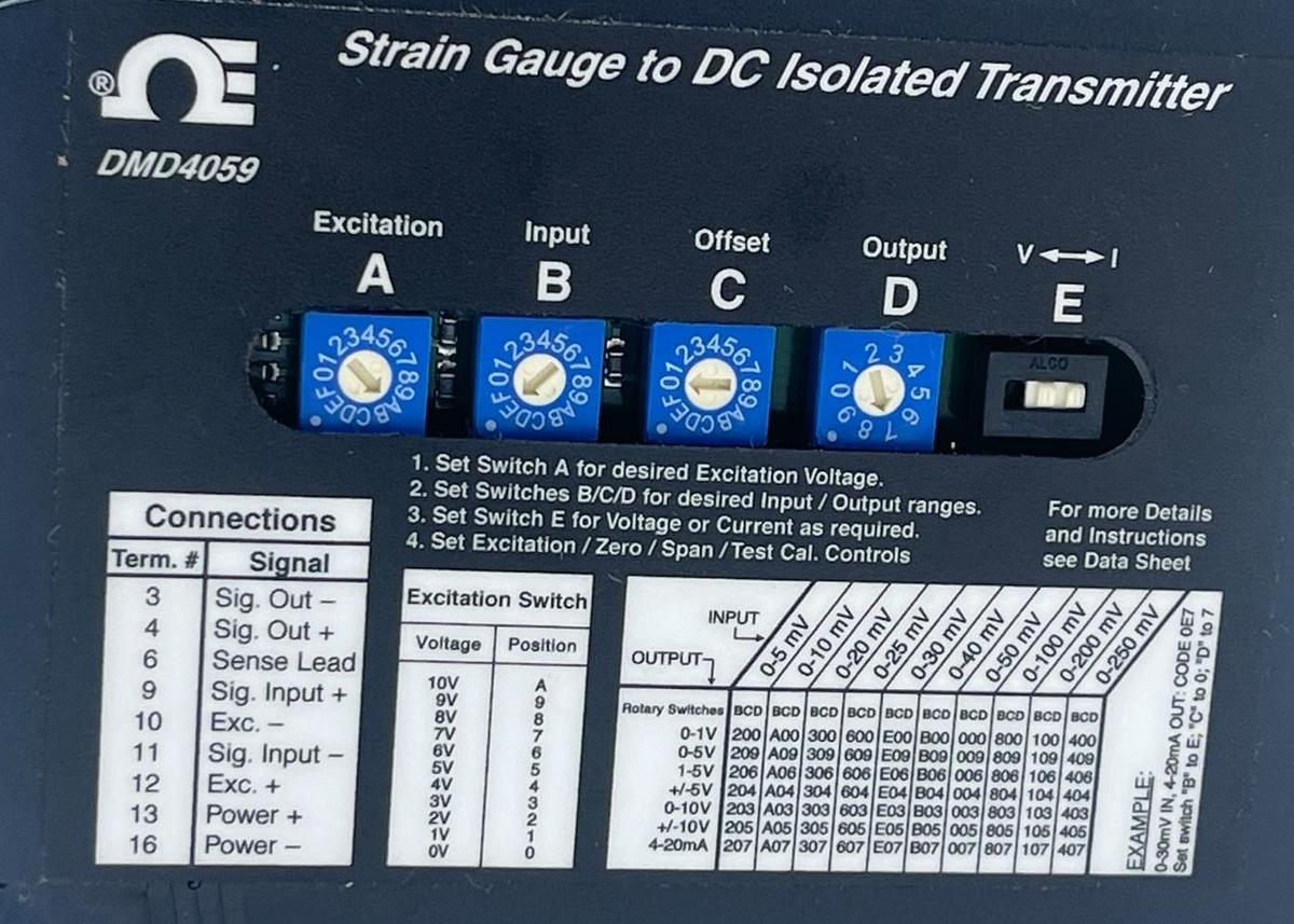 Used OMEGA DMD4059 Strain Gauge to DC Transmitter Signal Conditioner 1200V Iso, NSNP