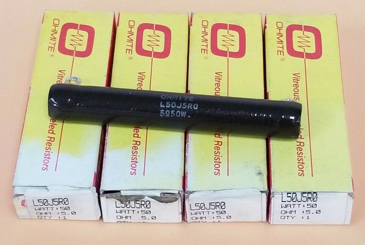 Used LOT OF 4 NIB OHMITE L50J5R0 RESISTORS 5 OHM 50W