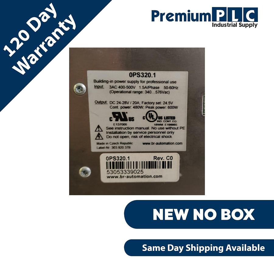 Used NEW B&R 0PS320.1 / OPS320.1 REV. C0 ACOPOS POWER SUPPLY 24VDC, 3-PHASE, 20A