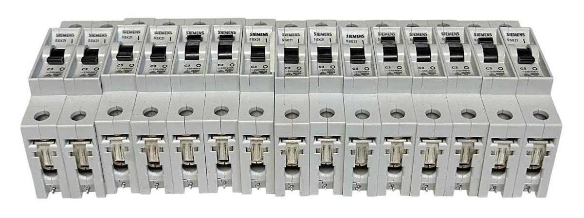 Used 15 SIEMENS 5SX21-C3 / 5SX21 / 5SX2 MINI CIRCUIT BREAKERS 230/400V 1-POLE USNP