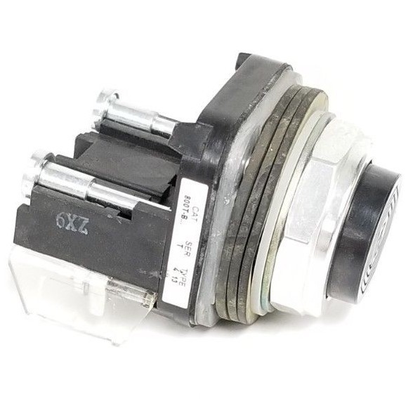 Used ALLEN BRADLEY 800T-B SER. T PUSH BUTTON BLACK W/ 800T-XA SER. C BLOCK
