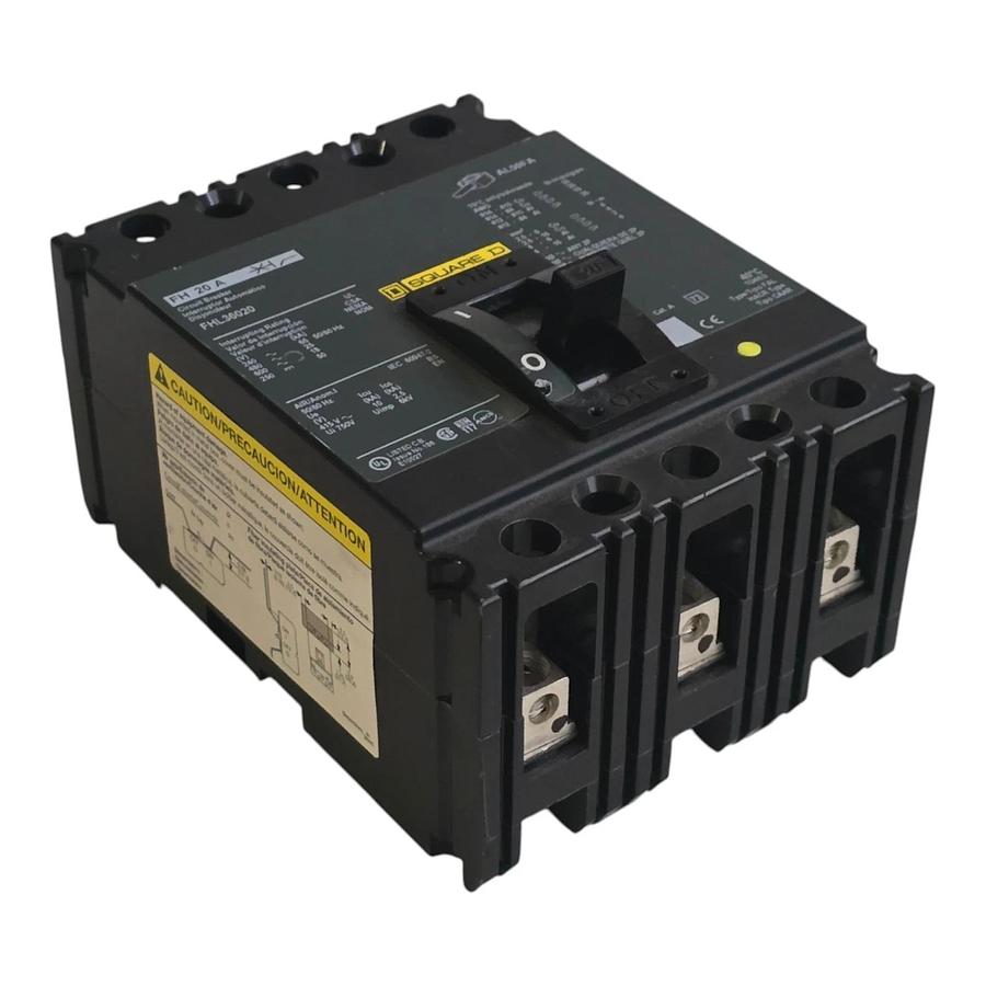 Square D FHL36020 Molded Case Circuit Breaker | 20A 3-Pole 600V F-Frame NSNP