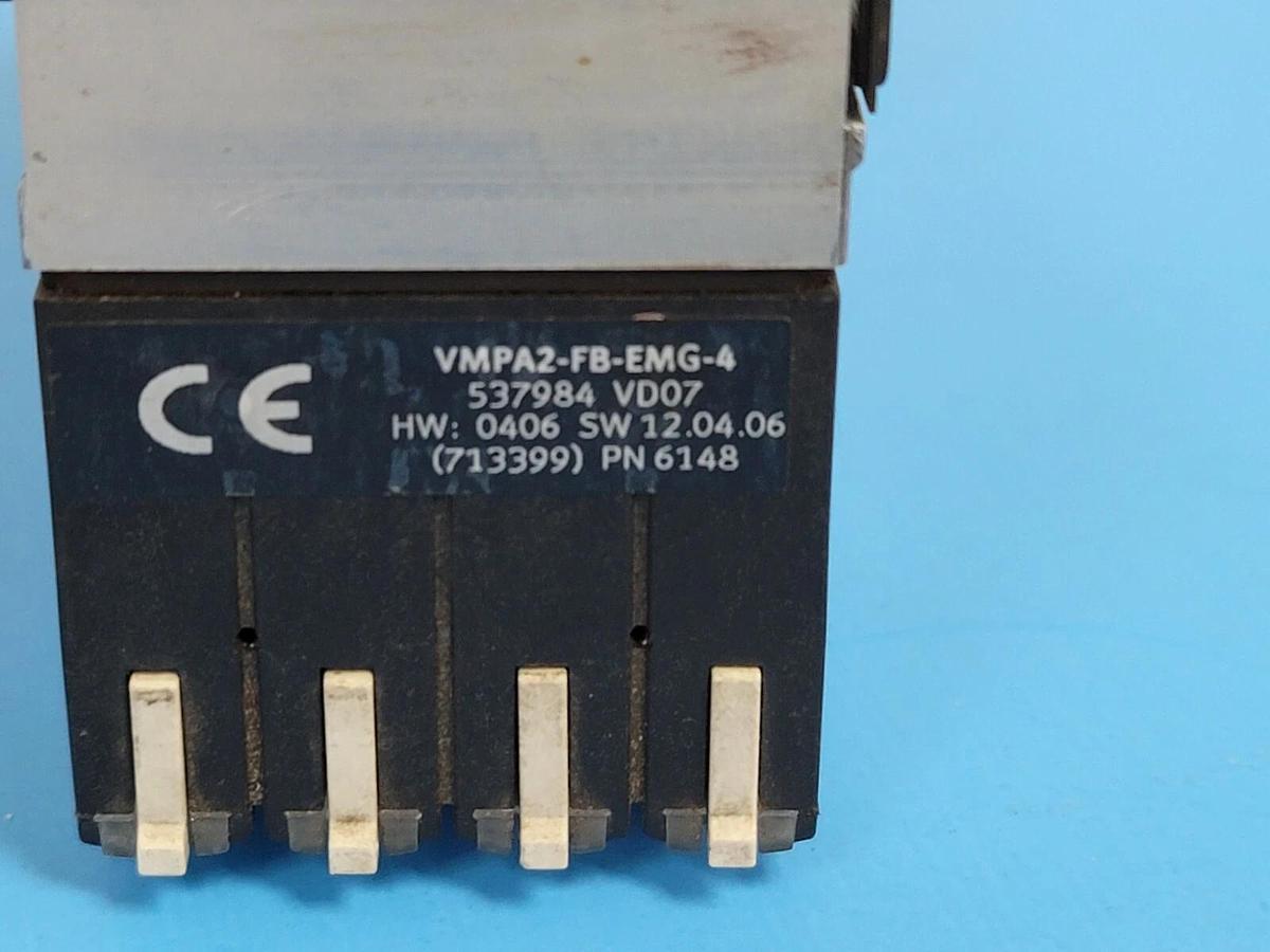 Used FESTO VMPA2-FB-EMG-4 ELECTRONICS MODULE W/ VALVES 537953, 537952
