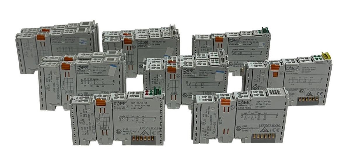 Used 12 WAGO I/O SYSTEM MODULES 750-467 / 750-600 / 750-602 / 750-475 / 750-530 USNP