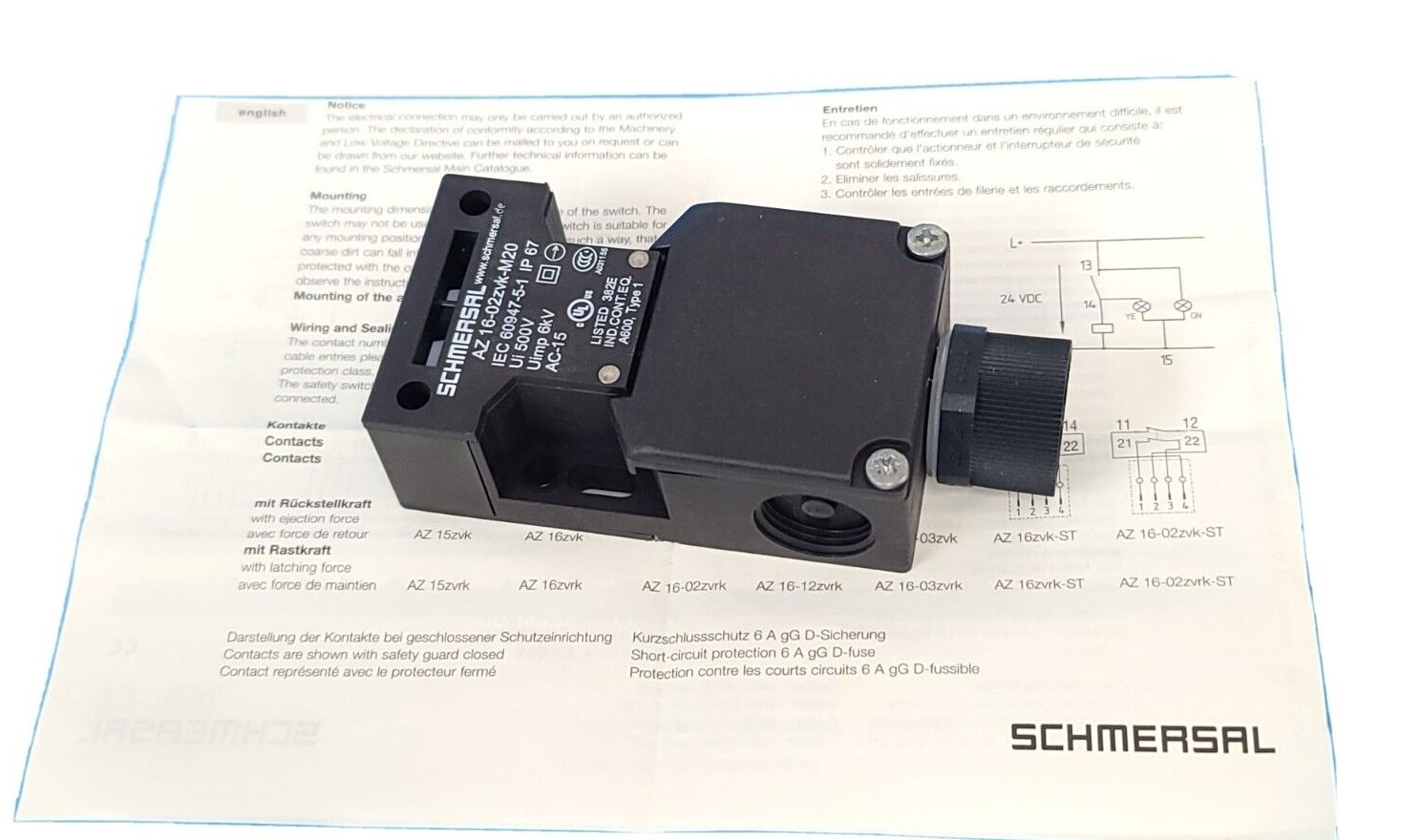 Used NEW SCHMERSAL AZ 16-02ZVK-M20 SAFETY INTERLOCK SWITCH