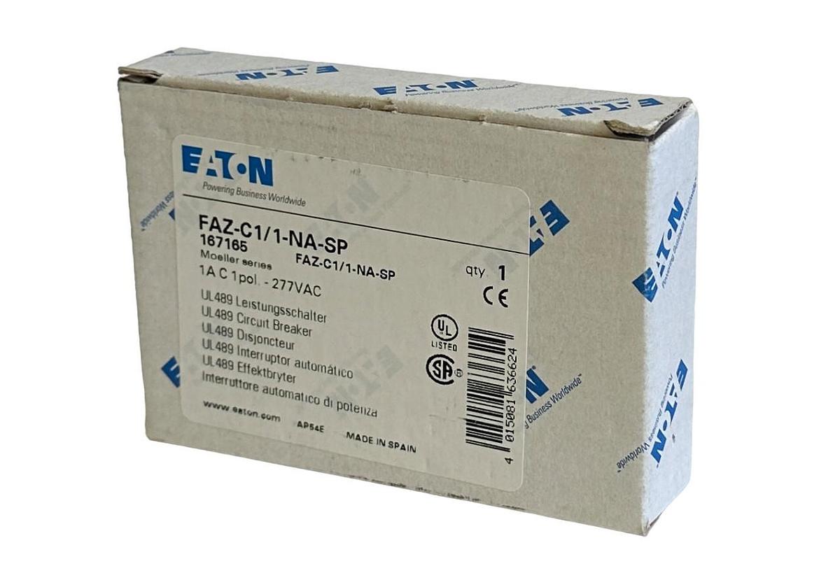 NEW EATON FAZ-C1/1-NA-SP / 167165 MOELLER SERIES 1A CIRCUIT BREAKER 1P 277VAC