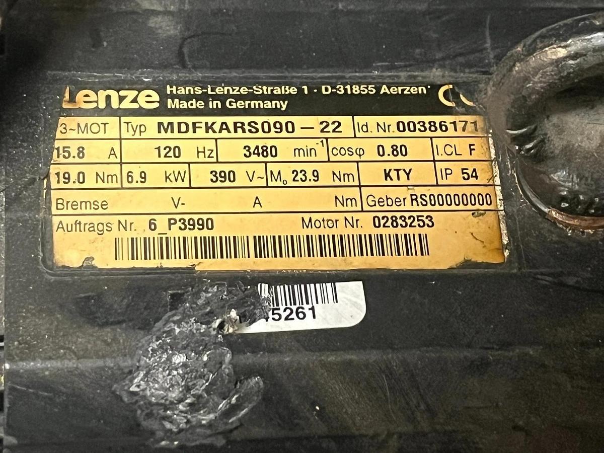 Used Lenze MDFKARS090-22 AC Servo Motor 6.9kW 390V with A2S 130 Cooling Blower Fan