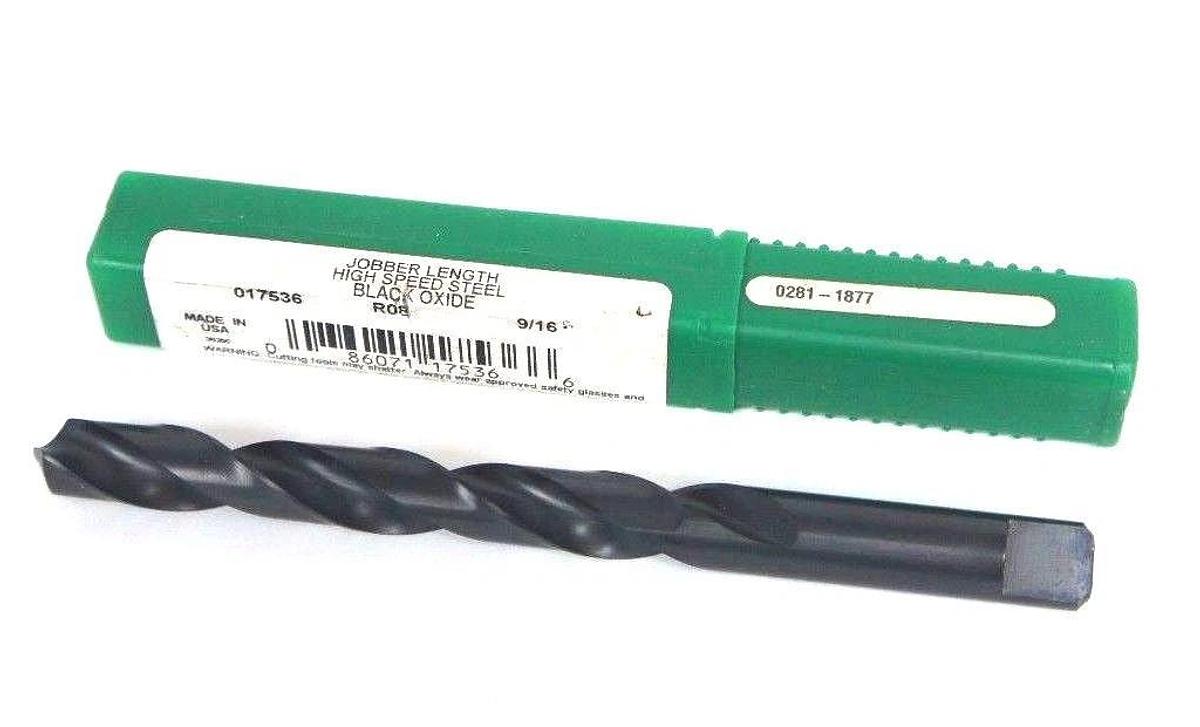 NEW PRECISION TWIST DRILL 017536 9/16" JOBBER LENGTH HSS BLACK OXIDE R08