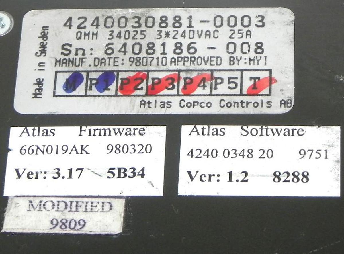 Used ATLAS COPCO QMM 340 25 CONTROLLER MODULE 4240 0308 80, 4240030881-0003