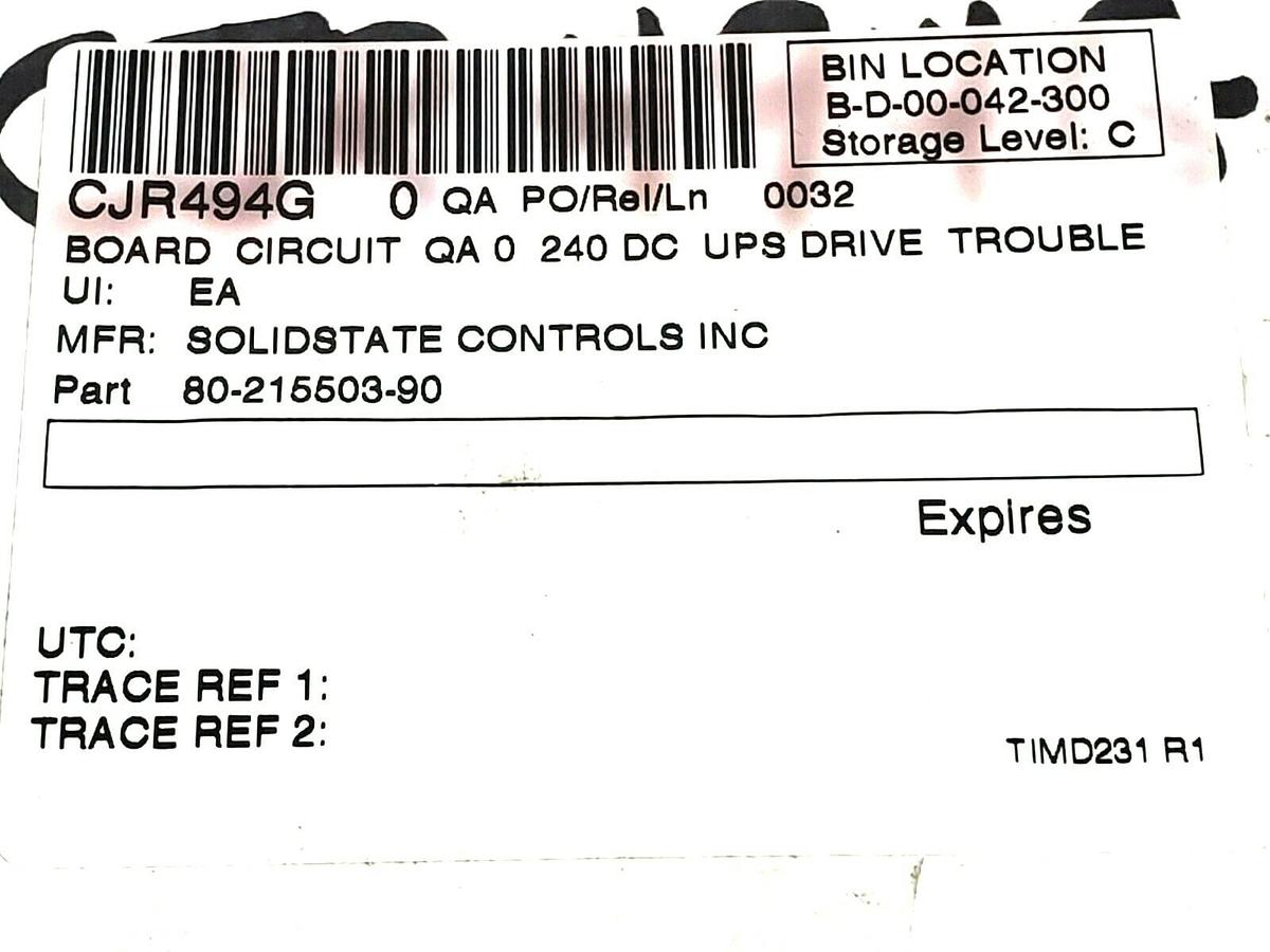 Used NEW SOLIDSTATE CONTROLS 80-215503-90 RELAY BOARD 411551 REV. D 8021550390