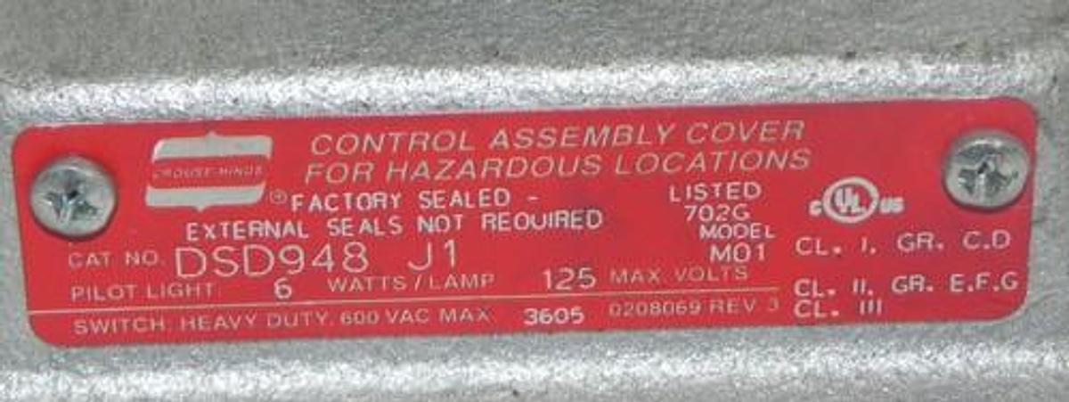 Used COOPER DSD948-J1 PILOT LIGHT COVER DSD948J1
