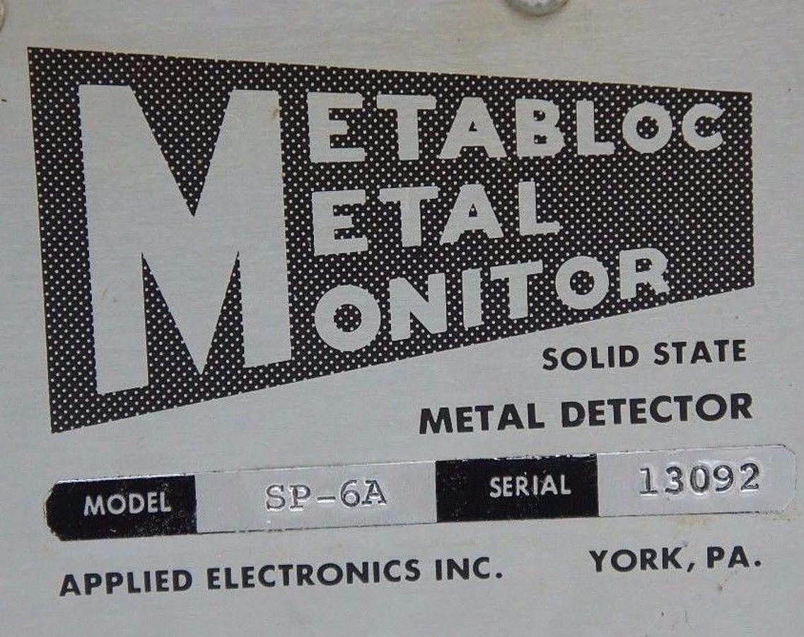 Used METABLOC METAL MONITOR SP-6A SOLID STATE METAL DETECTOR SP6A