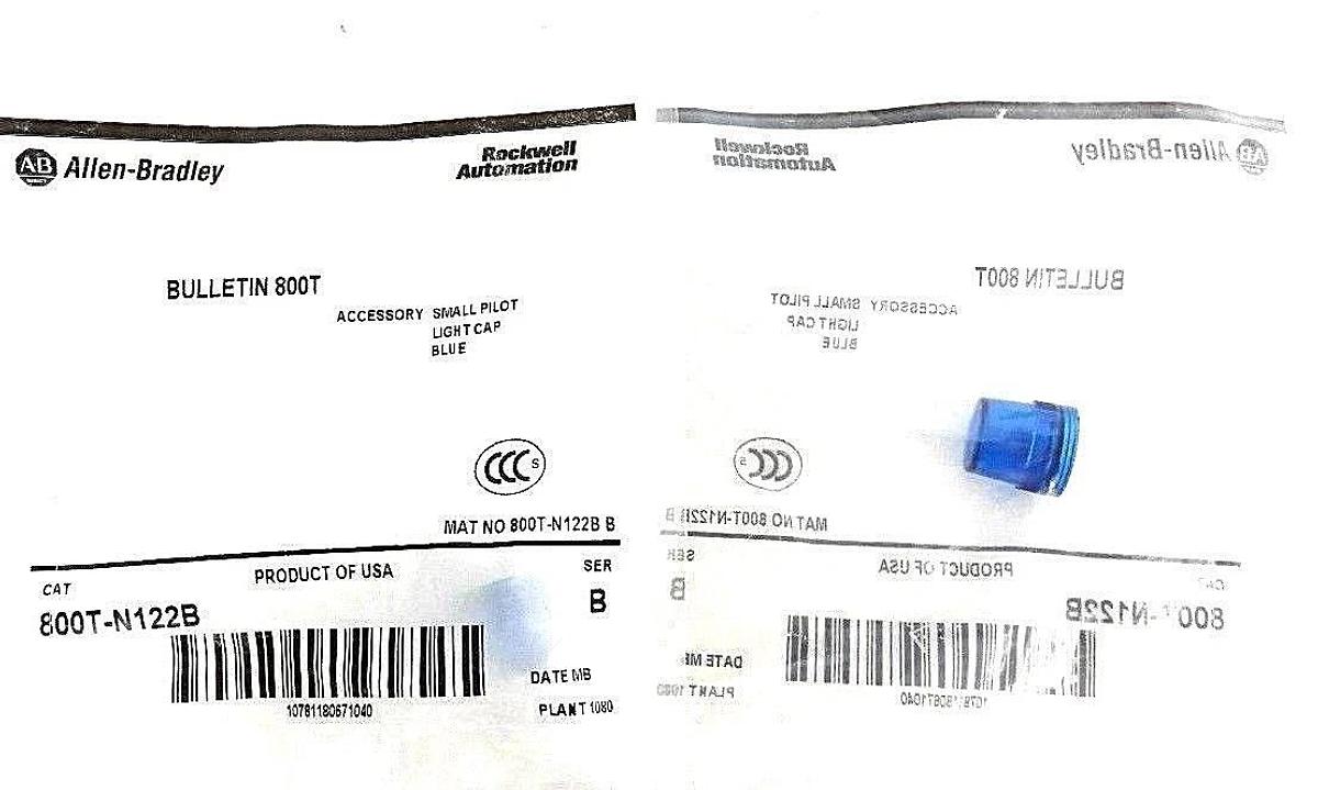 Used LOT OF 3 NEW ALLEN BRADLEY 800T-N122B SMALL PILOT LIGHT CAP BLUE SER. B