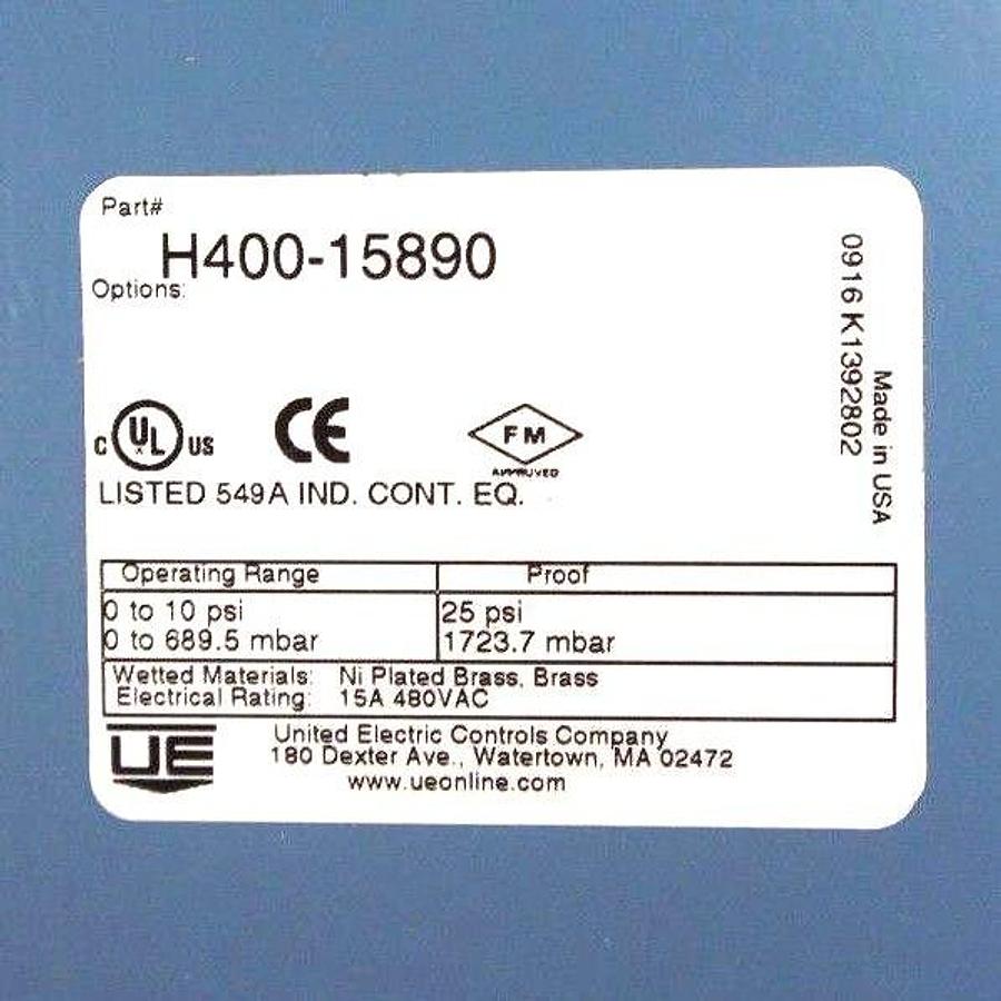 Used NIB UNITED ELECTRIC CONTROLS H400-15890 PRESSURE SWITCH 0-10PSI, H40015890