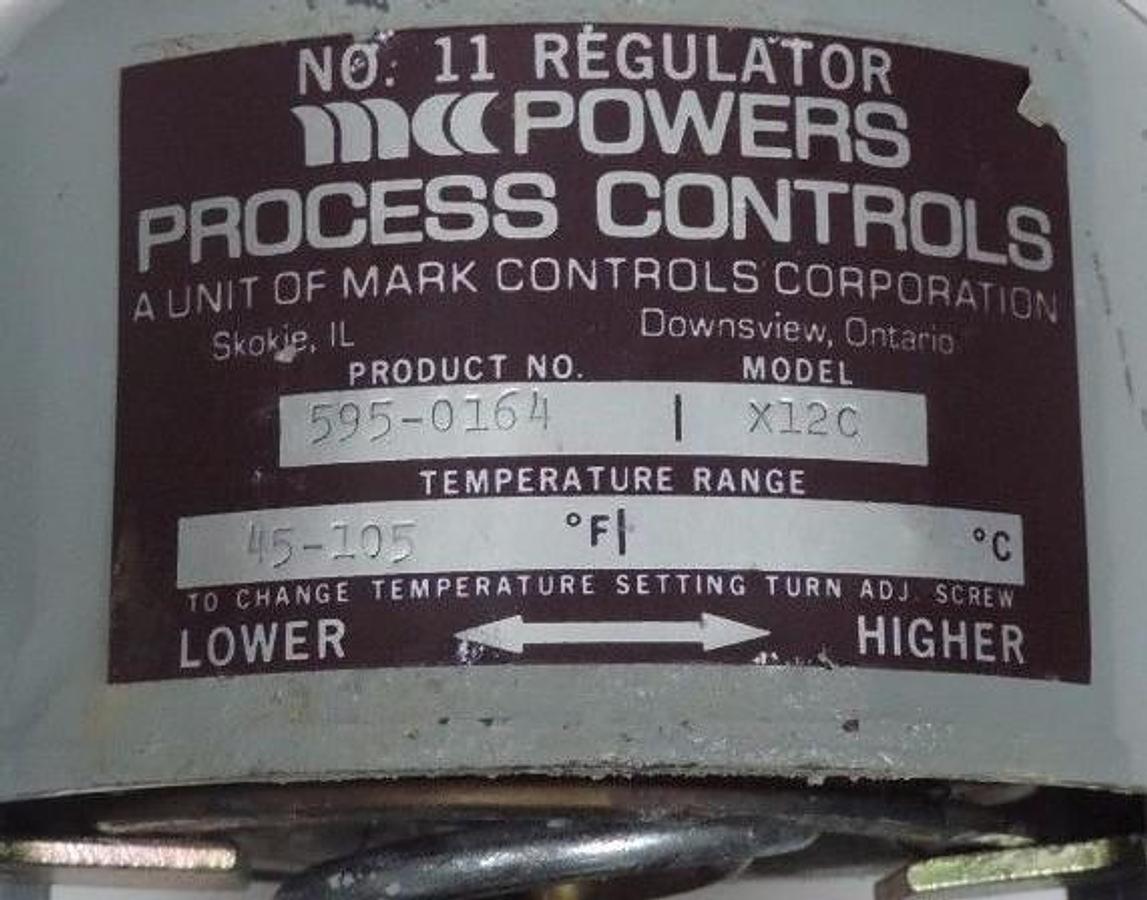 Used NIB POWERS PROCESS CONTROLS NO. 11 REGULATOR 595-0164 MODEL X12C 45-105 DEG F
