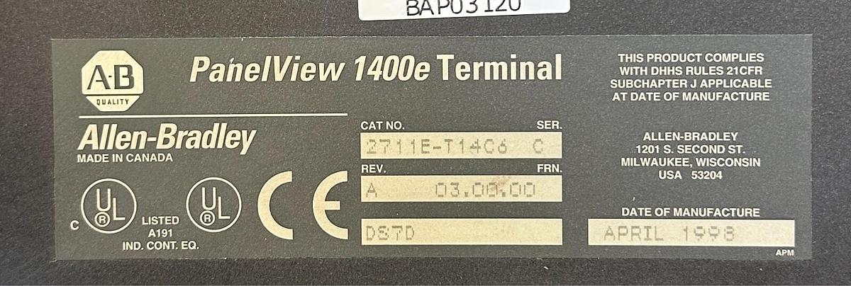 Used ALLEN BRADLEY 2711E-T14C6 /C PanelView 1400e TERMINAL 2711ET14C6 REPAIRED
