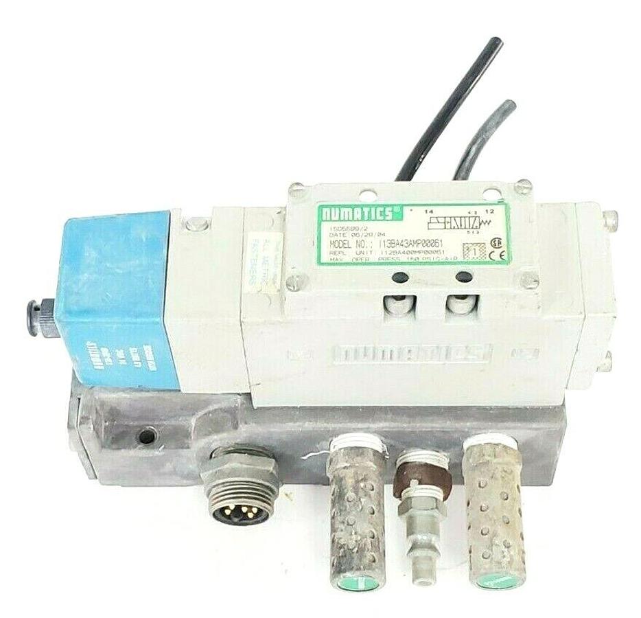 Used NUMATICS I13BA43AMP00061 PNEUMATIC VALVE W/ 236-384B COIL 24VDC 4W