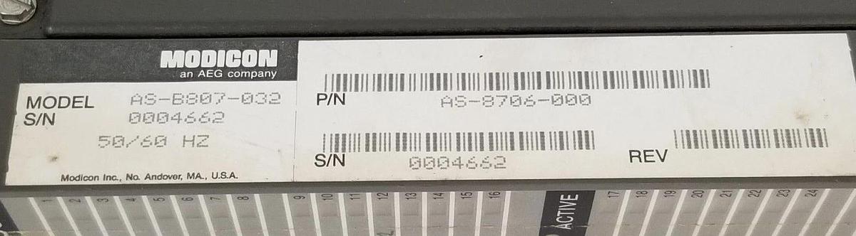 Used AEG MODICON AS-B807-032 INPUT MODULE AS-8706-000 , 120V 50/60HZ