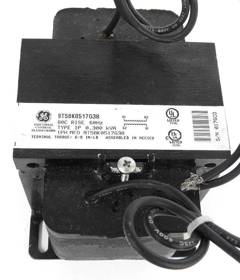 Used GE 9T58K0517G38 INDUSTRIAL CONTROL TRANSFORMER 60HZ, 1PH, 0.3KVA, TYPE IP