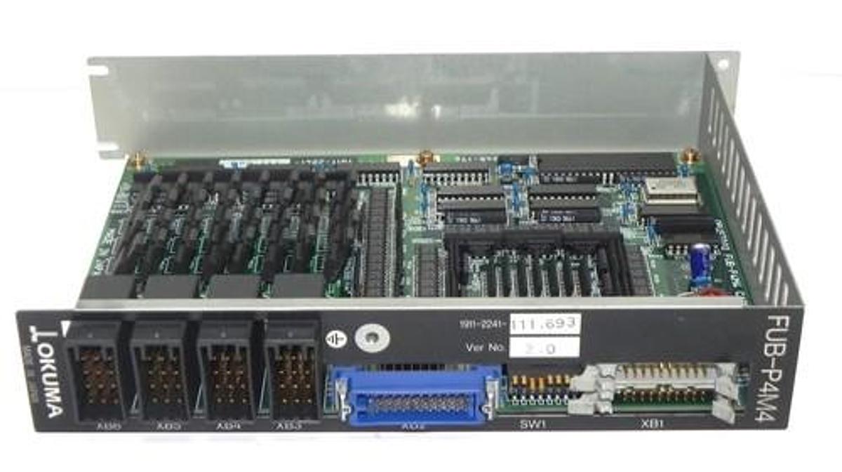 Used OKUMA E4809-045-174 PC BOARD W/MULTIPLE COMPONENTS FUB-P4M4, 1911-2241-111.693