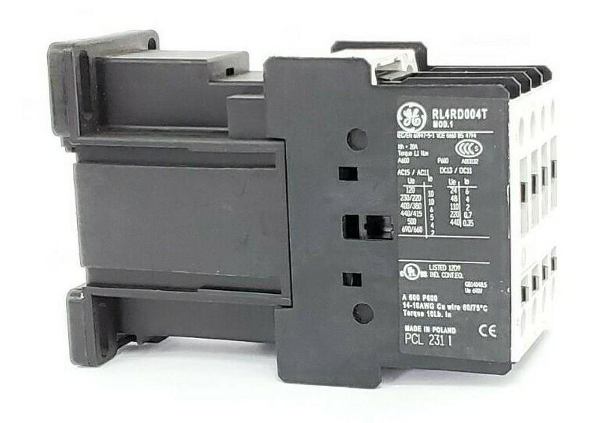 Used NEW GENERAL ELECTRIC RL4RD004T RELAY 4NC 20AMP 24VDC COIL MOD. 1