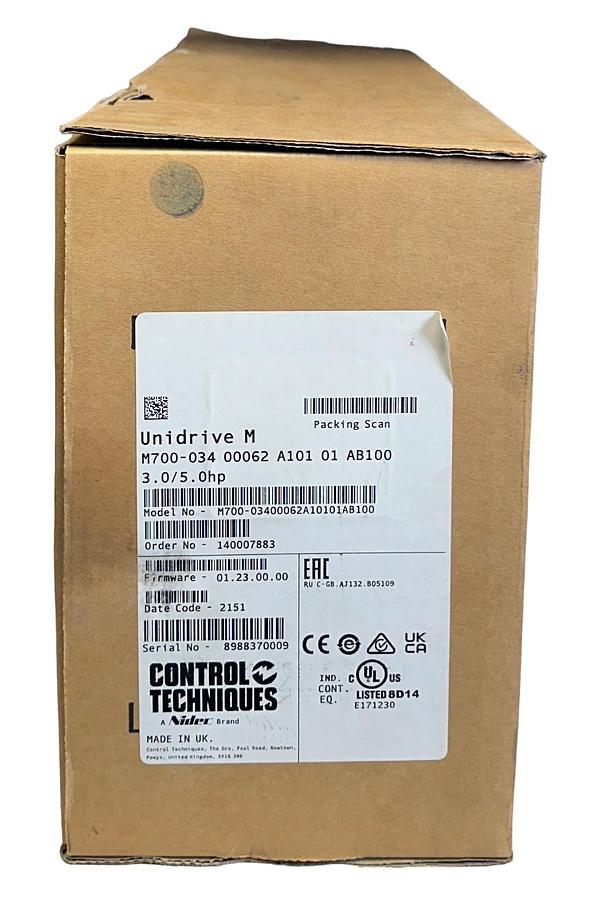 Used CONTROL TECHNIQUES M700-03400062A10101AB100 Unidrive M EtherNet 3.0/5.0HP NSMP