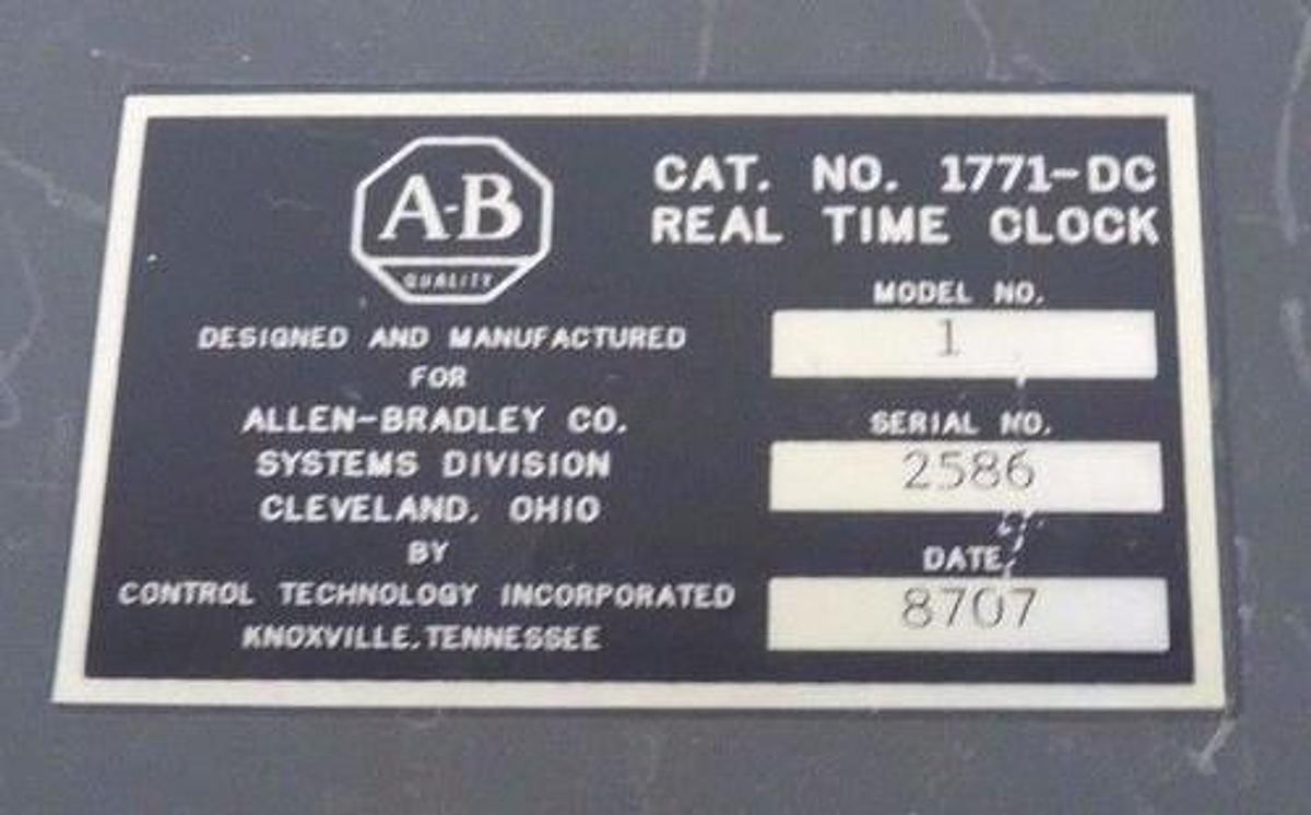 Used ALLEN BRADLEY 1771-DC REAL TIME CLOCK 1771DC MODEL NUMBER 1